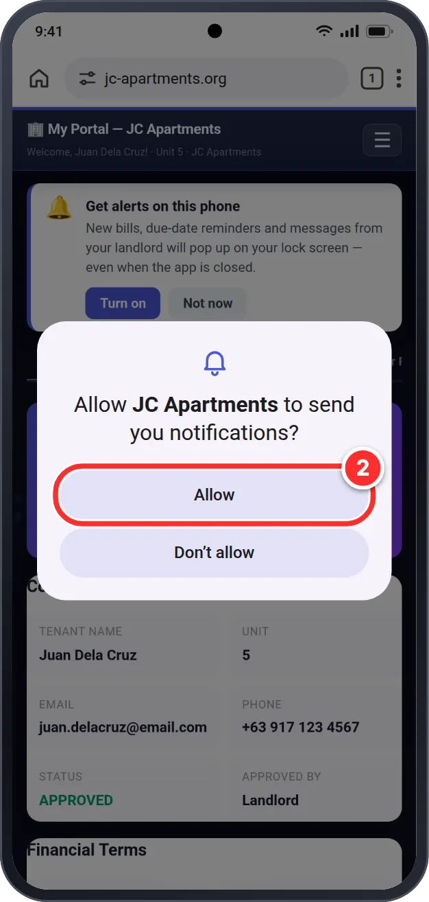 Android: Allow notifications