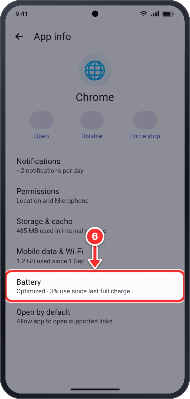 App info: Battery