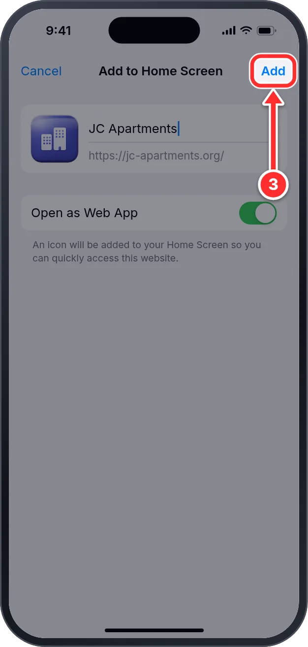 Add to Home Screen: Add