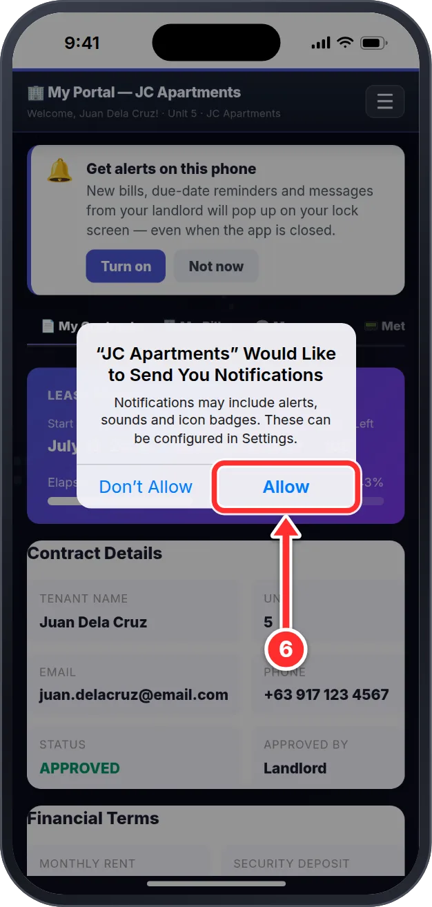iPhone: Allow notifications